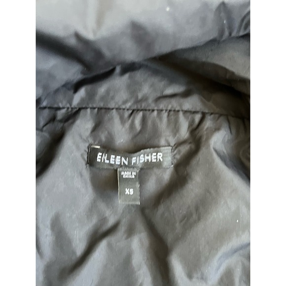 Eileen Fisher Stand Collar Black Down Puffer Winter Coat Jacket, Size XS *Flaw* - Picture 8 of 10